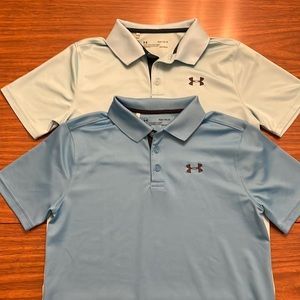 2 Under Armour boys XL 3-button ‘HeatGear’ polo shirts